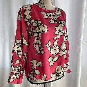 Zara Pink and Cream Floral Blouse